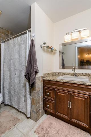The primary bathroom has an updated shower and vanity.