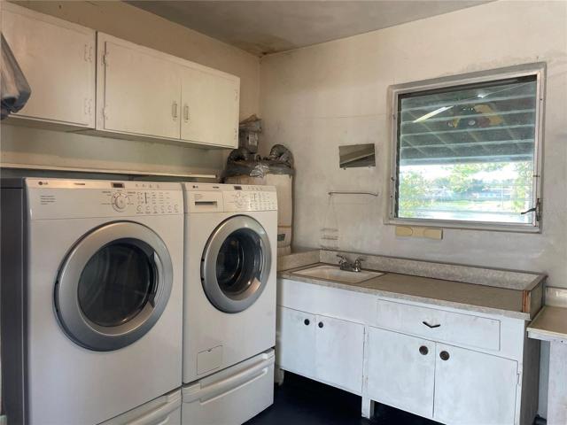 Indoor laundry and storage.