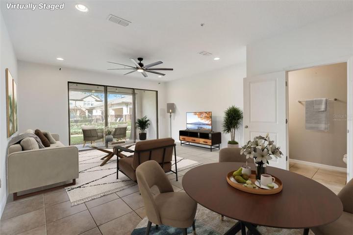 Virtually staged living/dining room combo