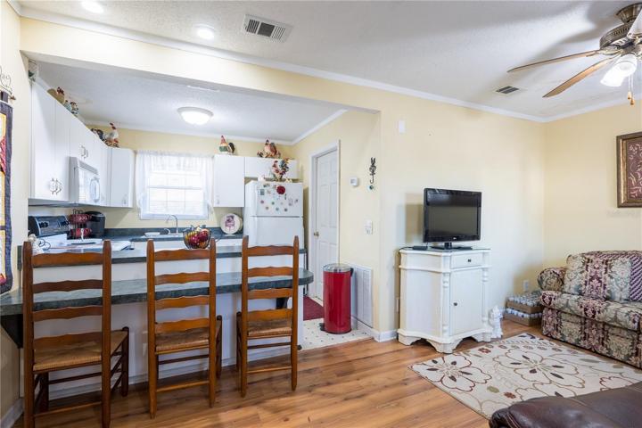 in-law suite living are with view of kitchen