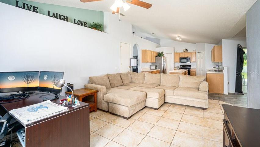Family room overlooking kitchen