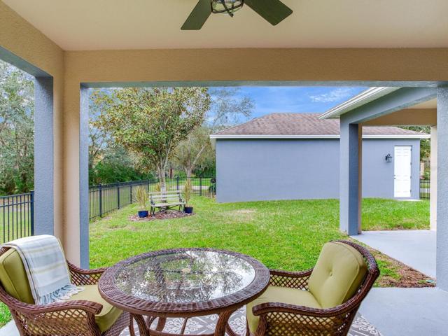L-shaped patio