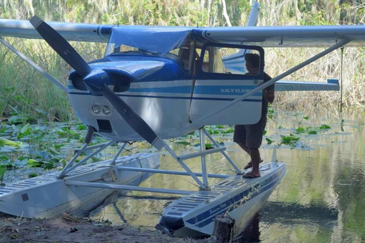 Sea plane parking in pond