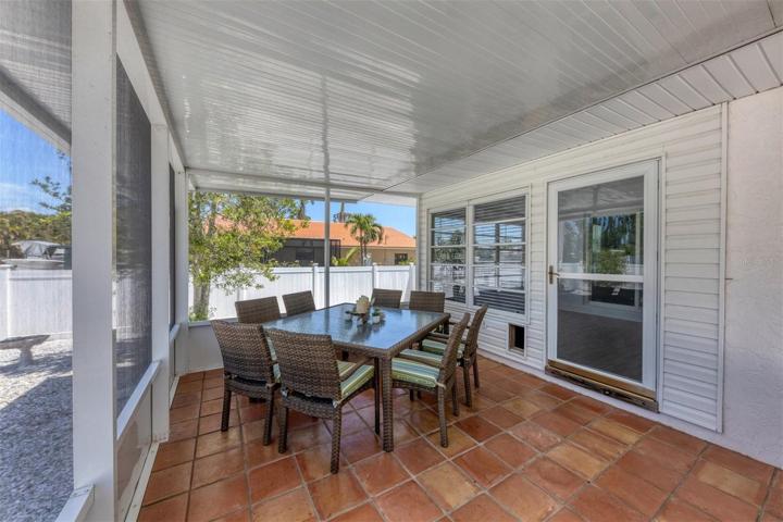 Lanai with Saltillo tiles is perfect for morning coffee or sunset dinners