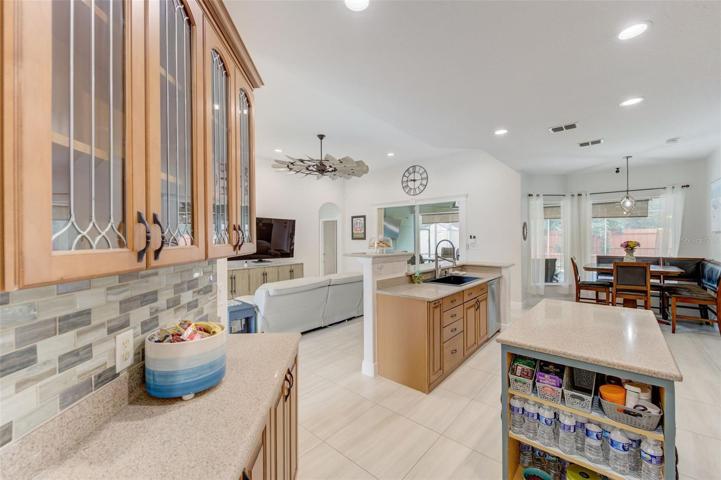 Drop Zone/Coffee Bar with Glass Front Cabinets