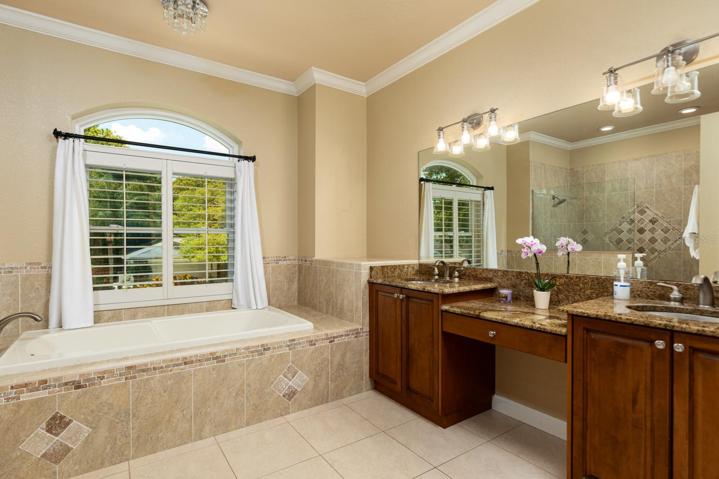Primary Bath with tub and Double Sink Vanity