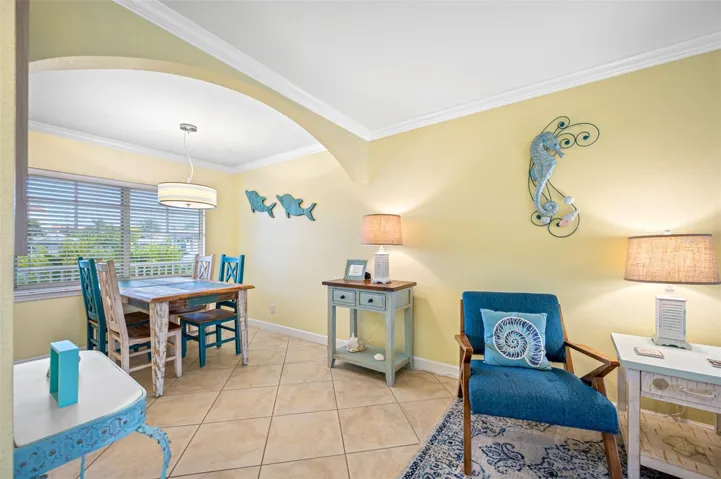Open Floorplan Living & Dining ceramic tile floors