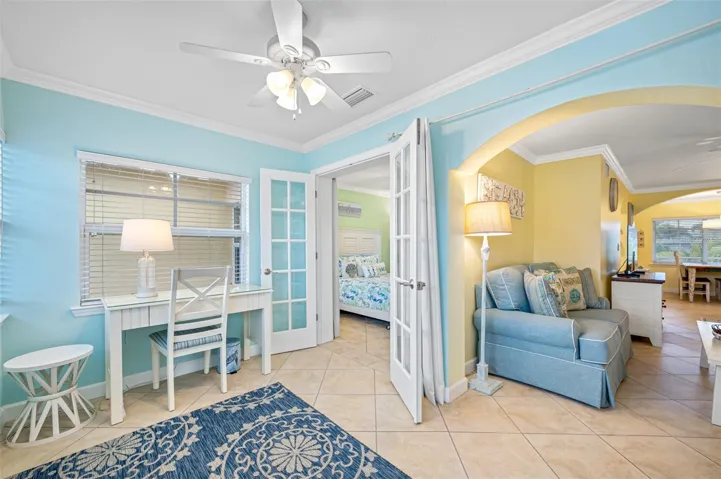 Sunroom french doors to Bedroom and access to Living Room