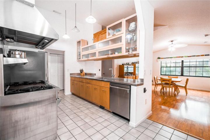 The kitchen is open to the spacious family room.