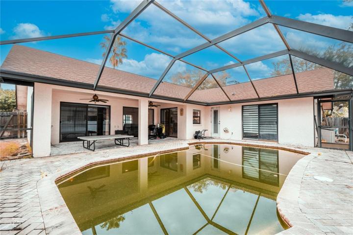 Pavered pool deck.