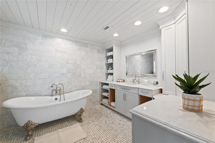 no need to go to the spa ,, when you have a bathroom like this,,, antique claw tub and neutral colors