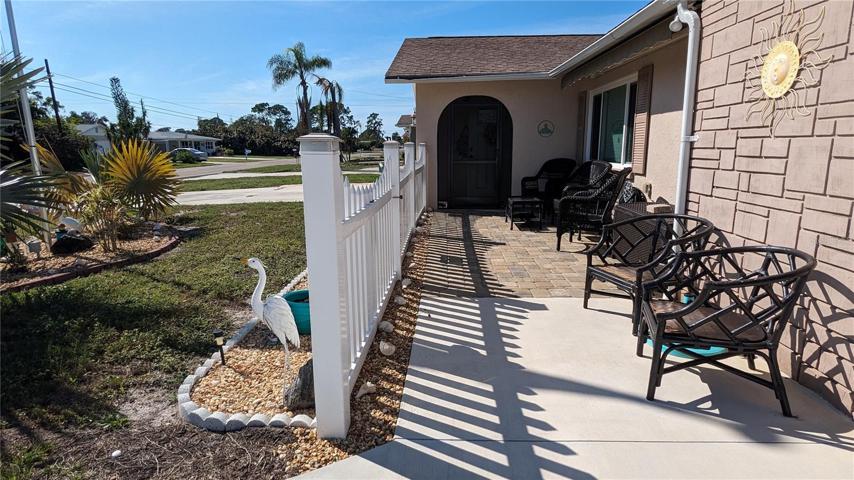 Front patio with sunshade