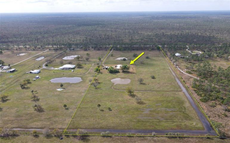 Aerial view of 19+ acers and home