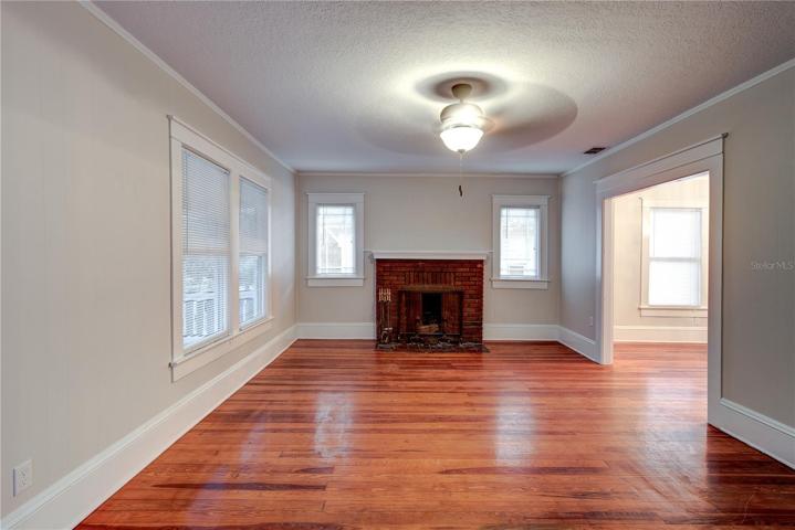 Living Room with Decorative Fireplace