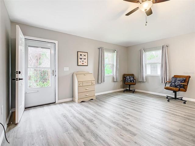 The owner added storm doors to the back and front