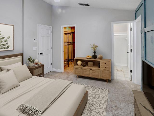 Staged master bedroom.