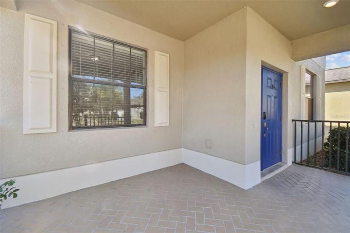 Front covered paved porch.