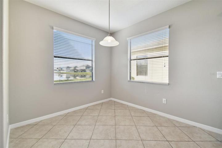 Breakfast nook with pond views,