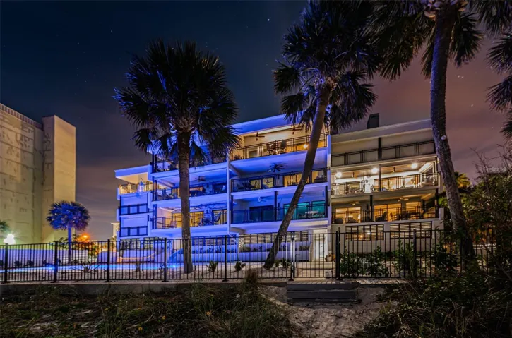 ... Night Shot with New Pool Lights being Tested.. Sweet.. Small Private 12 Unit Complex . Residence  340 Top Left.