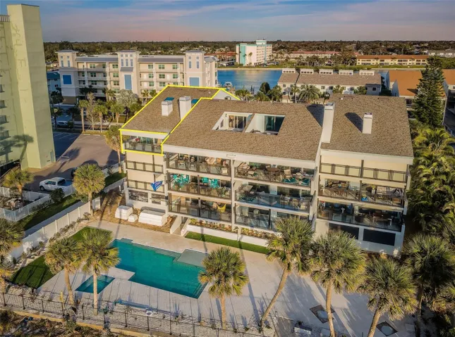 .. Penthouse Residence #340... Enjoys Views of Both the Gulf & The Intracoastal  from the Streetside Balcony.Note : Christening of new Pool 3-17 24. Complex now has New Outdoor Kitchen Aera Installed on Right Side.