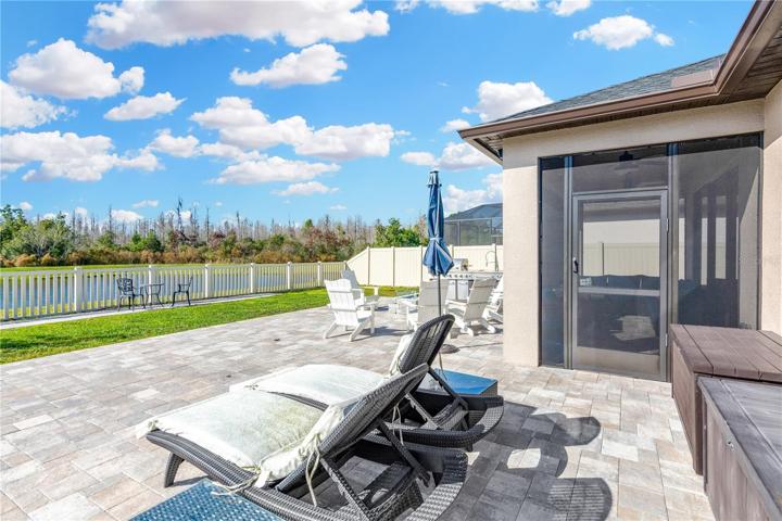 Large pavered back patio
