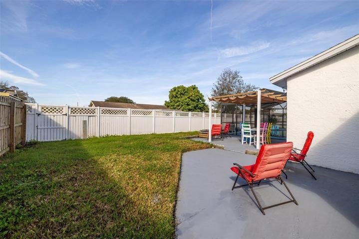 A good balance of grass and hard surface for entertaining in the backyard