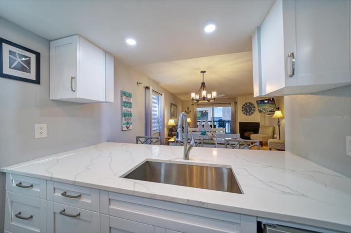 The ocean is visible from the kitchen