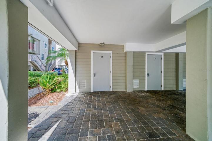 Designated storage is in the parking area