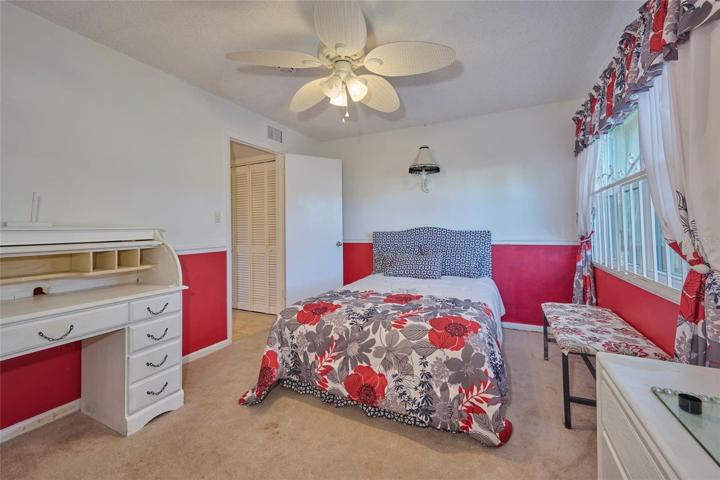 Ceiling fan in guest bedroom