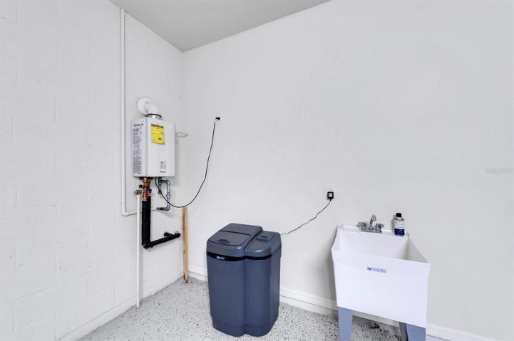 Water softener, sink and tankless water heater