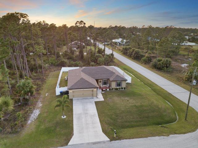 Aerial view showing the large lot