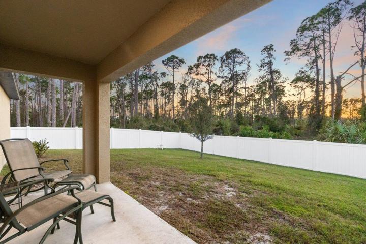 Covered lanai overlooking the huge fenced-in back yard.
