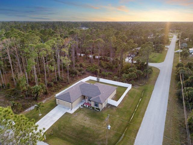 Aerial view showing the large lot
