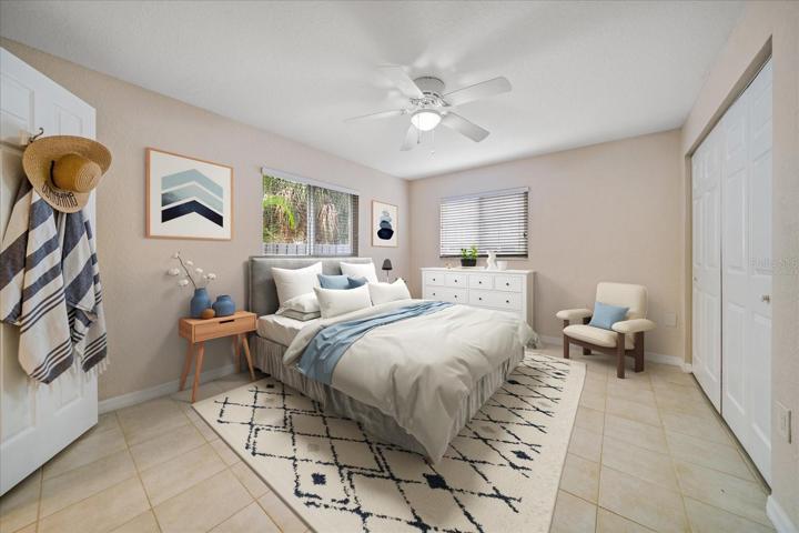 virtually staged- Large bedroom! Could even fit multiple beds if needed for guests!