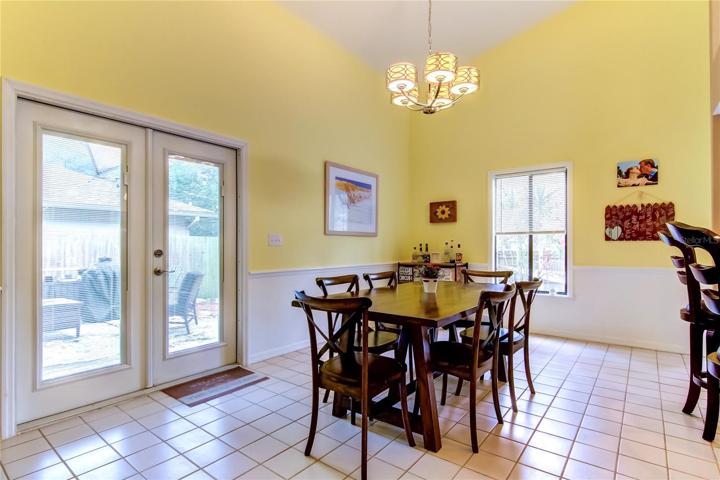 Designated dining room with new French doors