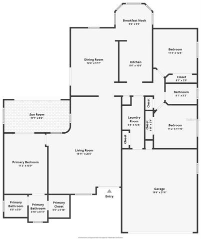 Central living, split bed layout.