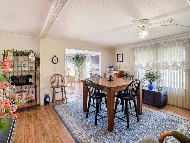 Dining room with view into the living room