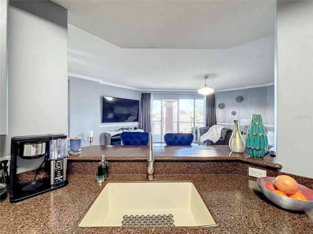 view from kitchen to living room