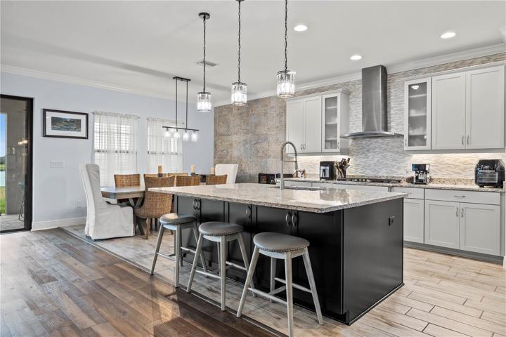 Stunning Kitchen with upgraded lighting fixtures, quartz back splash, 42