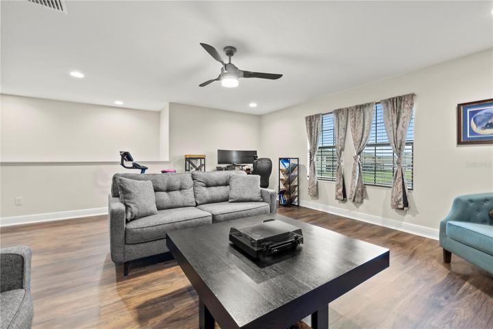 Upstairs bonus room, media room or game room