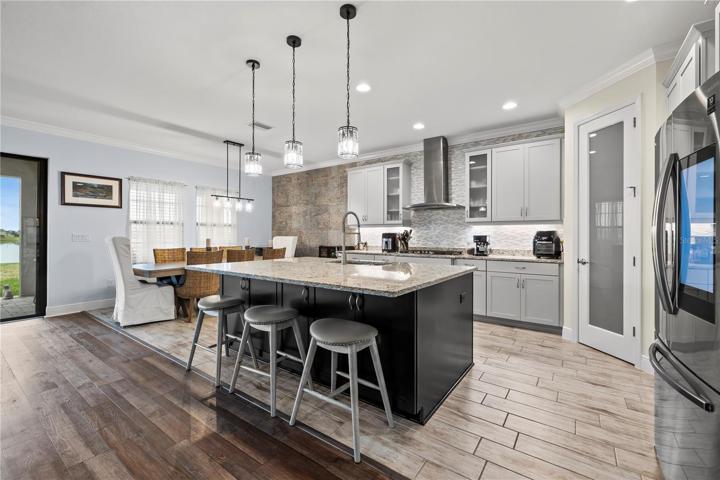 Stunning Kitchen with upgraded lighting fixtures, quartz back splash, 42