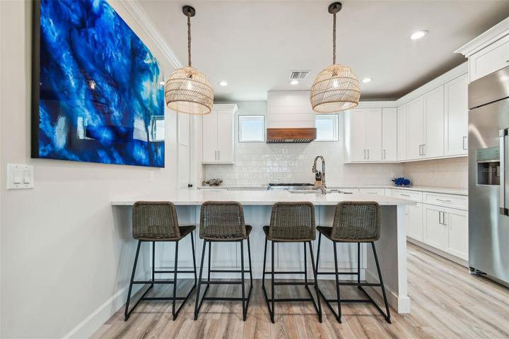 Island with plenty of seating space.