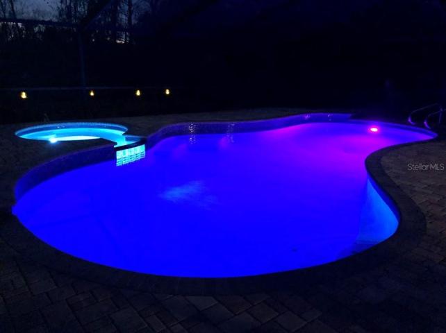 Pool view at nighttime