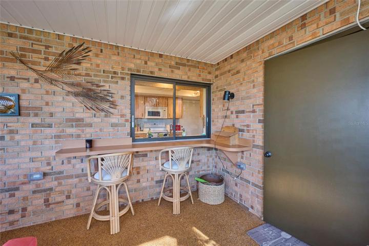 Pass through window from the kitchen