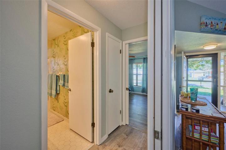 Guest bath conveniently located in the hall
