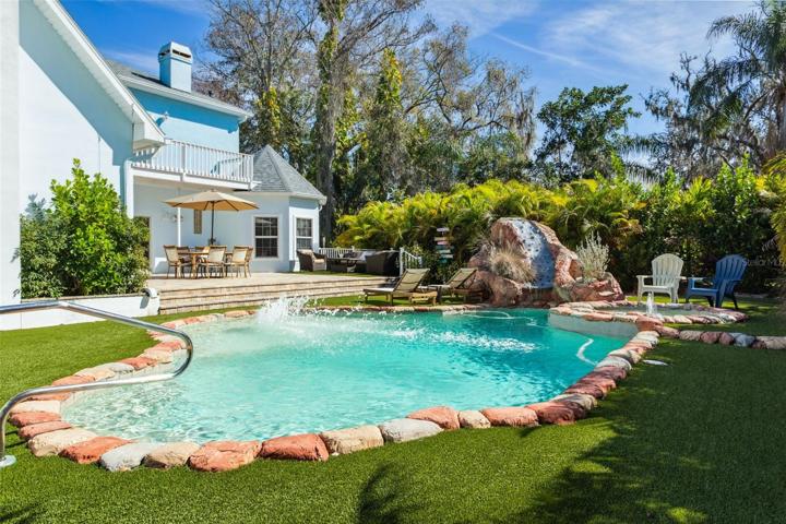 Custom pool with waterfall features
