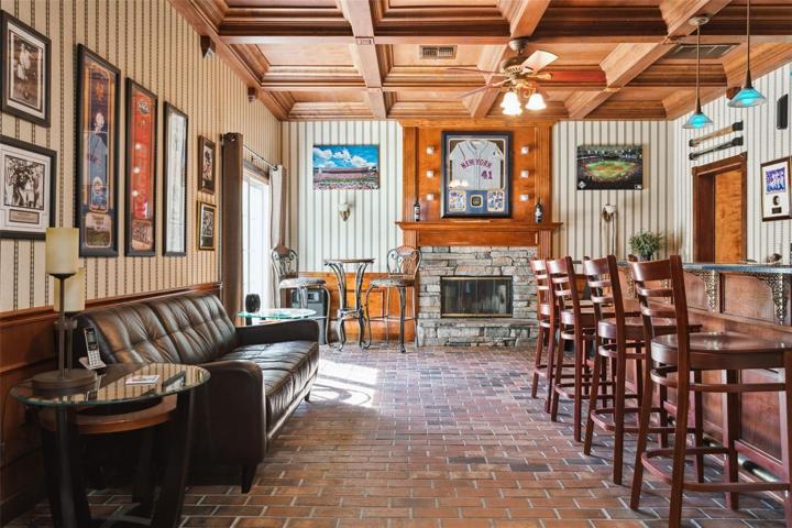 Downstairs bar room with door to patio