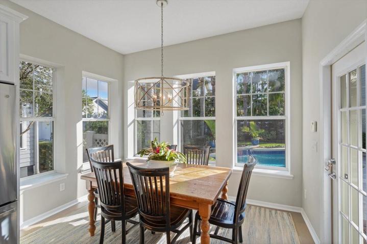 12' x 10.5' dining nook overlooks the pool and backyard