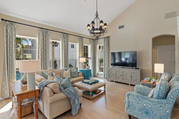 21' x 12.5' great room with custom drapes