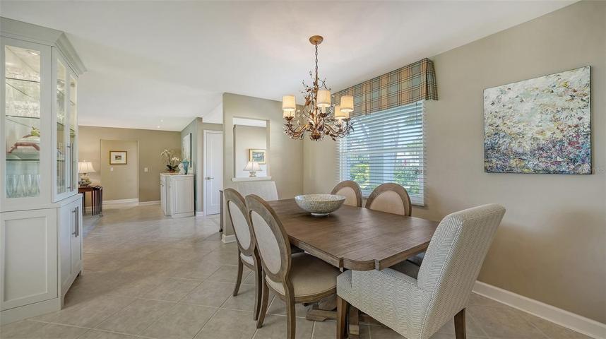 Soft neutral tile throughout the living space to appreciate the soft light reflecting in..